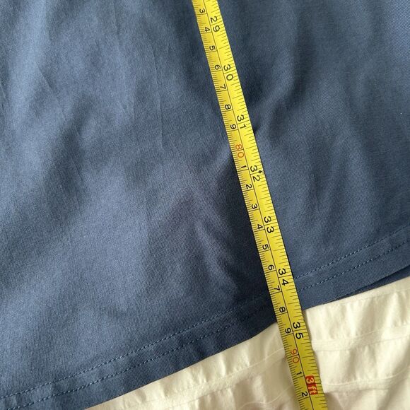 PACT Organic Cotton Stretch Blue Helena Crossback Mini Dress Pockets Medium FLAW - Picture 8 of 11